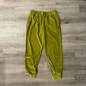Fabletics lime green velvet joggers size medium